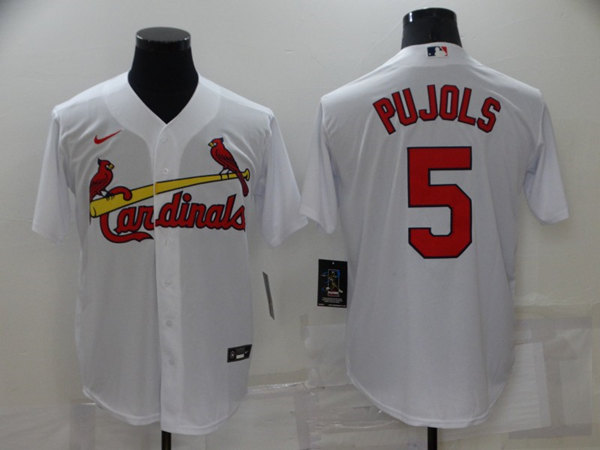 Men's St. Louis Cardinals #5 Albert Pujols White Cool Base Stitched Jersey - Click Image to Close